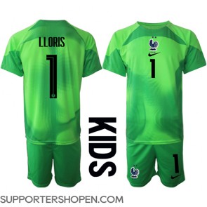 Frankrike Hugo Lloris #1 Målvakt Bortatröja Barn VM 2022 Kortärmad (+ korta byxor)